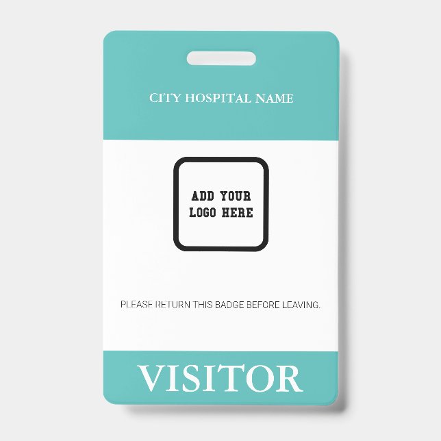 Custom Hospital Visitor Pass Barcode Logo ID Badge (Front)
