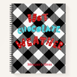 Custom Hot Chocolate Weather Buffalo Plaid Notebook