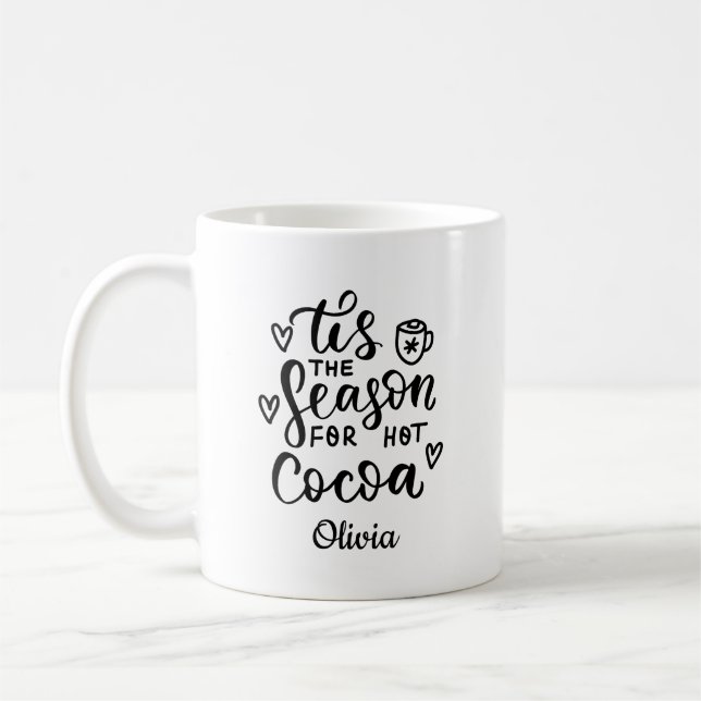 Custom Hot Cocoa Christmas Mug – Personalised Name (Left)