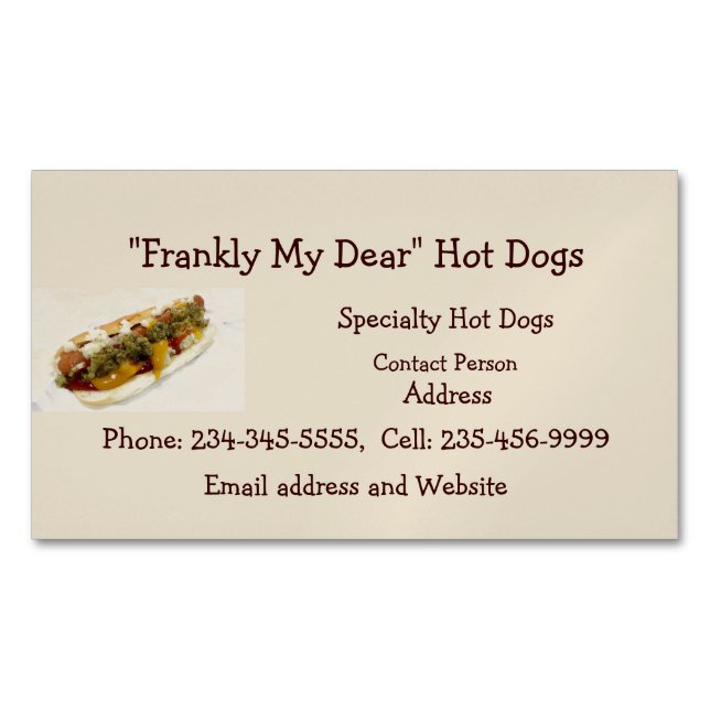 Custom Hot Dog Stand or Food Cart Business Card (Front)
