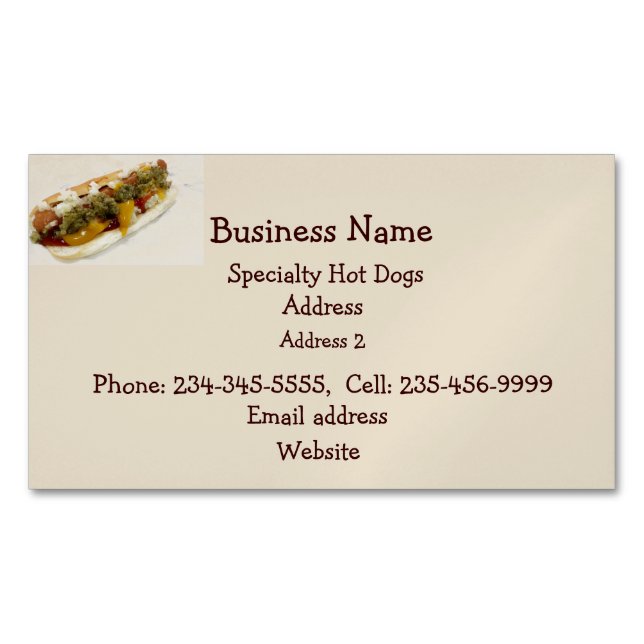 Custom Hot Dog Stand or Food Cart Business Card (Front)