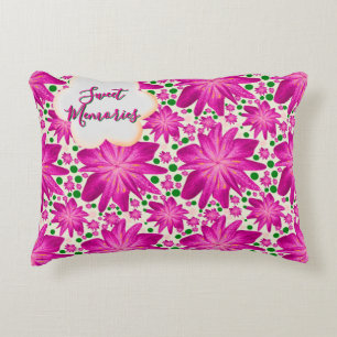 Custom Hot Pink Floral Seamless Pattern Decorative Cushion