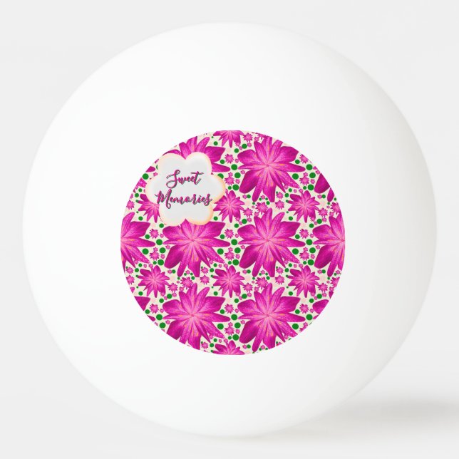 Custom Hot Pink Floral Seamless Pattern  Ping Pong Ball (Front)