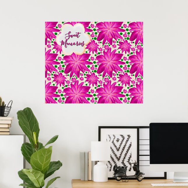 Custom Hot Pink Floral Seamless Pattern  Poster (Home Office)