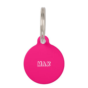Custom hot pink fuchsia dog Name Info Pet Tag