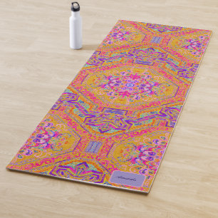 CUSTOM Hot Pink Magic Carpet/ Plaid Watercolor Yoga Mat