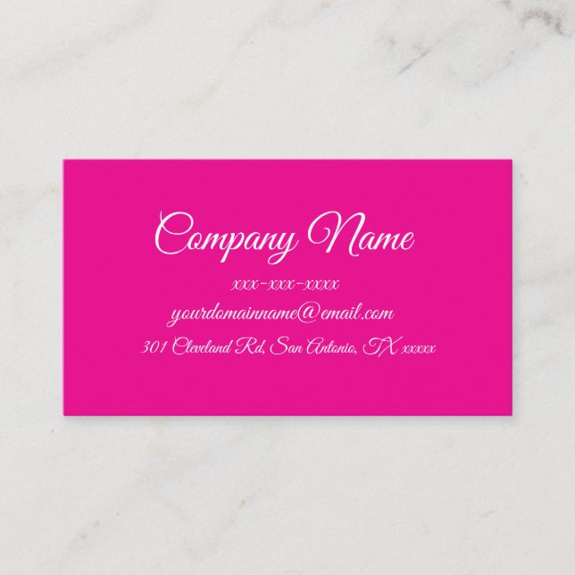 Custom Hot Pink Simple Business Card (Front)
