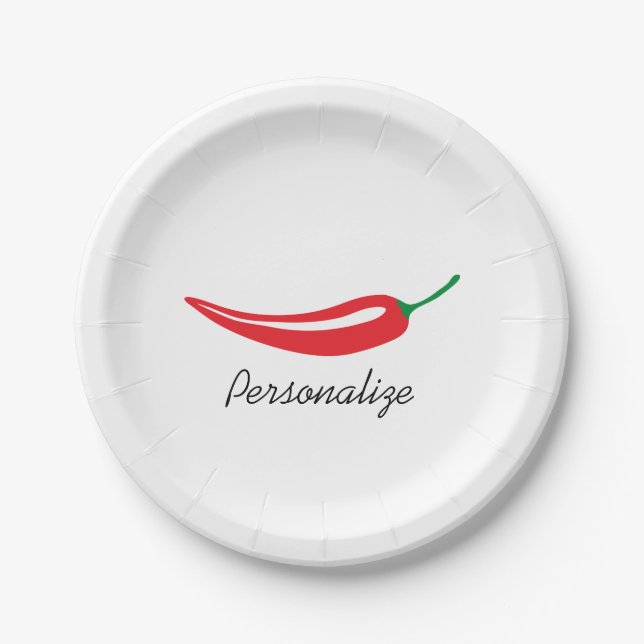 Custom hot red chilli pepper disposable plates (Front)