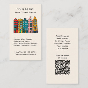 Custom House Cleaning Services QR Business Card