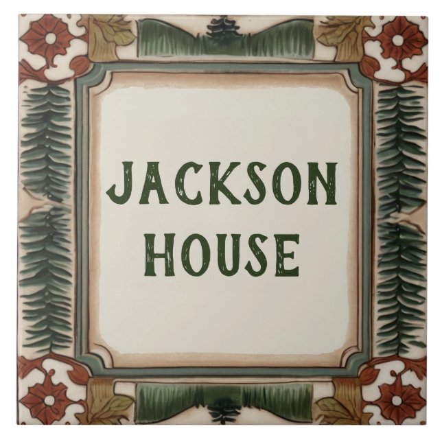Custom House Name Plate Forest Woodland Theme Tile (Front)