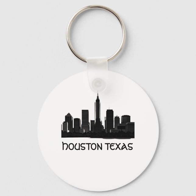 Custom Houston Texas Skyline Key Ring (Front)