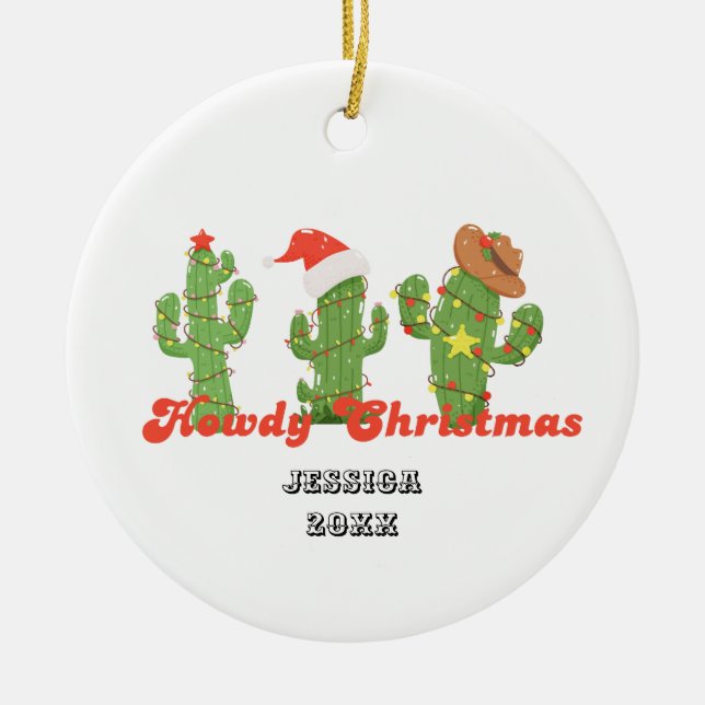 Custom Howdy Christmas Ornament (Front)
