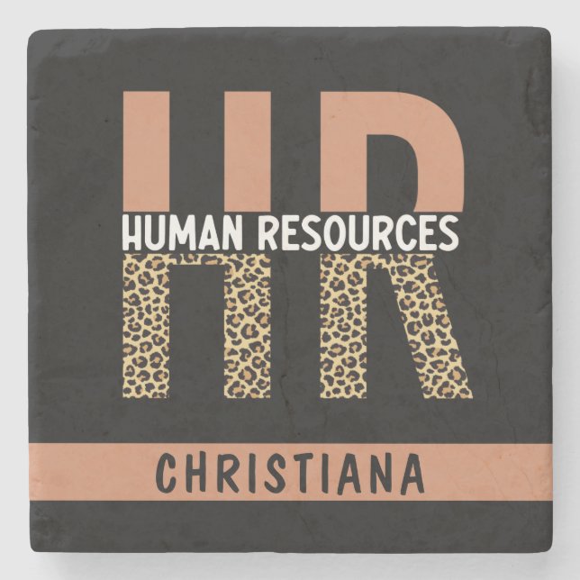 Custom HR Human Resources Leopard Print HR Gifts Stone Coaster (Front)