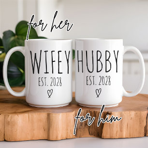 Custom Hubby & Wifey Mug, Wedding Gift for Couples Coffee Mug