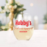 Custom Hubby's Christmas Sippy Cup  Stemless Wine Glass<br><div class="desc">Custom Hubby's Christmas sippy cup Name wine glass</div>