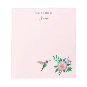 Custom Hummingbird and Wild Rose Notepad