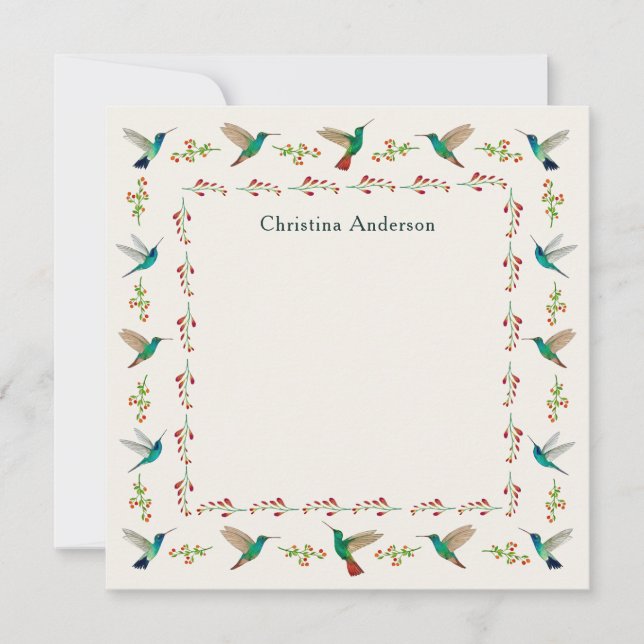 Custom Hummingbird Border  Card (Front)