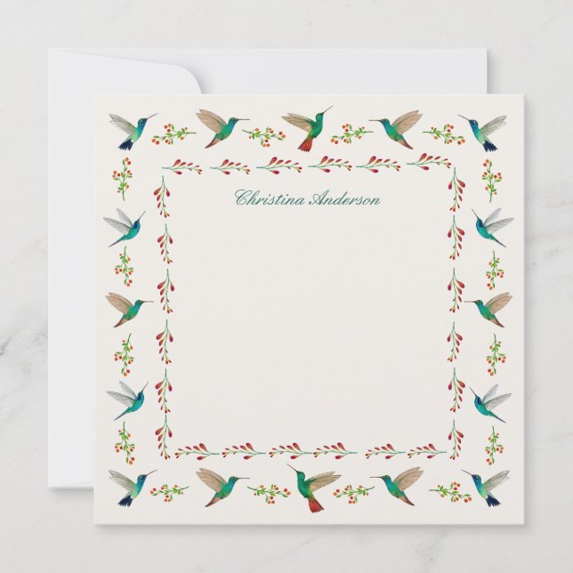 Custom Hummingbird Border  Card (Front)