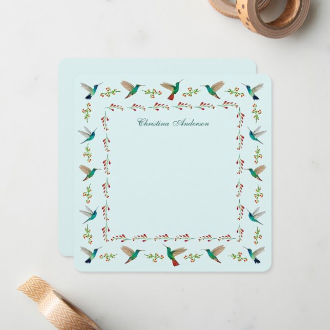 Custom Hummingbird Border  Card (Front/Back In Situ)