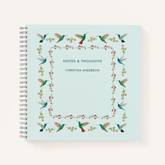 Custom Hummingbird Border Notepad Notebook (Front)