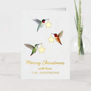 Custom Hummingbird Christmas Foil Holiday Card