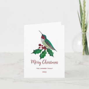 Custom Hummingbird Merry Christmas  Holiday Card