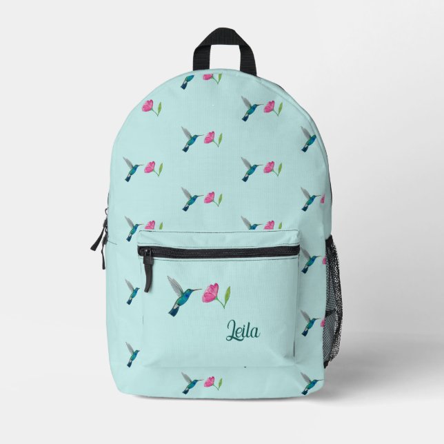 Custom Hummingbird Printed Backpack (Front)
