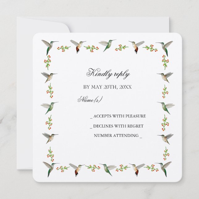 Custom Hummingbird RSVP Card (Front)
