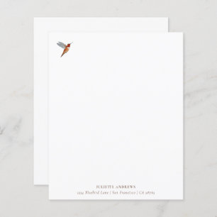 Custom Hummingbird Stationery Paper