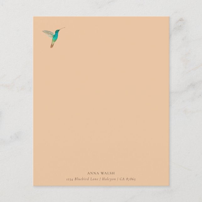 Custom Hummingbird Stationery Paper (Front)