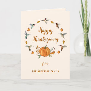 Custom Hummingbirds Happy Thanksgiving Card