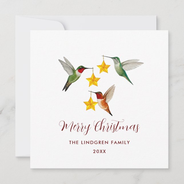 Custom Hummingbirds Merry Christmas  Holiday Card (Front)