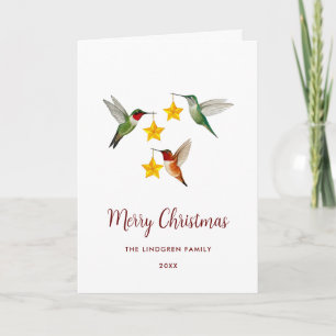 Custom Hummingbirds Merry Christmas Holiday Card