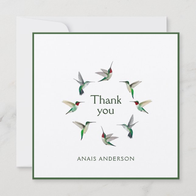 Custom Hummingbirds Thank You Card (Front)