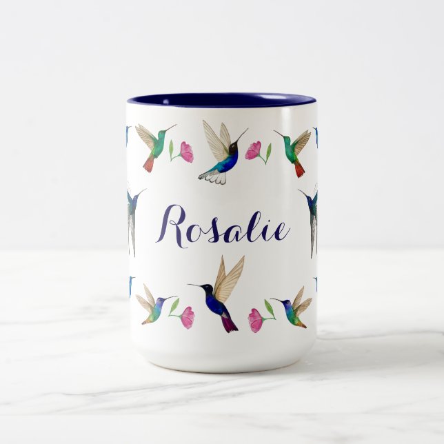 Custom Hummingbirds Two-Tone Coffee Mug (Center)