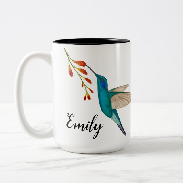 Custom Hummingbirds Two-Tone Coffee Mug (Left)