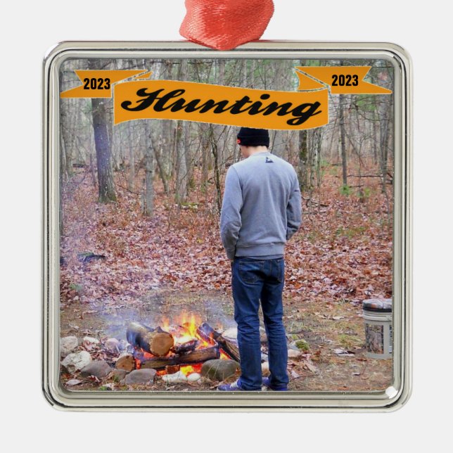 CUSTOM Hunting Photo Template Metal Tree Decoration (Front)