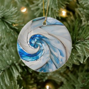 Custom Hurricane Blue White Ceramic Tree Decoration