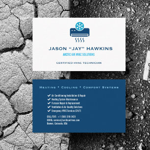 Custom HVAC  Heating Air Conditioning Cooling Business Card