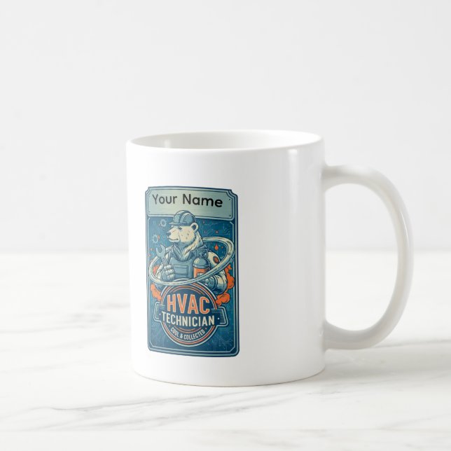 Custom HVAC Technician Cool Polar Bear Mug (Right)