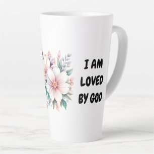 Custom I Am Loved By God Floral Latte Mug