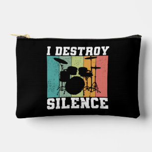 Custom I Destroy Silence Distressed Drummer Retro Accessory Pouch