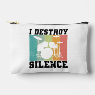 Custom I Destroy Silence Distressed Drummer Retro Accessory Pouch