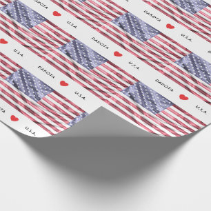 Custom I Heart Flag of United States of America Wrapping Paper