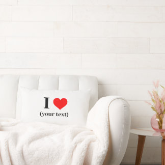 CUSTOM! I Heart Lumbar Pillow 13" x 21" Cotton