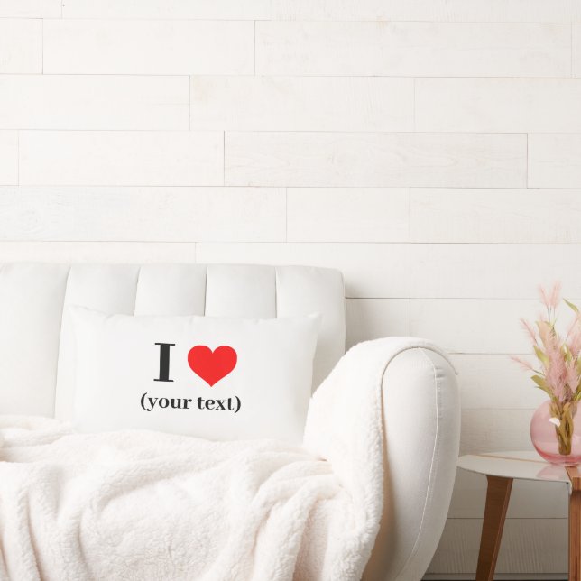 CUSTOM! I Heart Lumbar Pillow 13" x 21" Cotton (Couch)