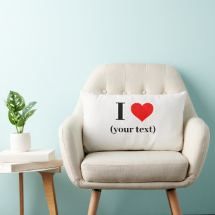 CUSTOM! I Heart Lumbar Pillow 13" x 21" Polyester