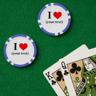 CUSTOM! I Heart Poker Chips - Blue