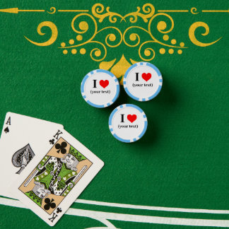 CUSTOM! I Heart Poker Chips - Light Blue