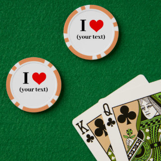 CUSTOM! I Heart Poker Chips - Orange